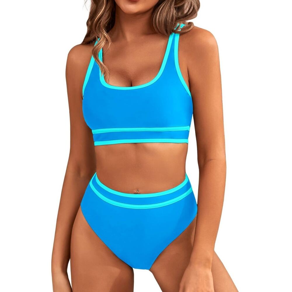 BMJL Womens High Waisted Bikini Set Two Piece Swimsuit Cheeky High Cut Large